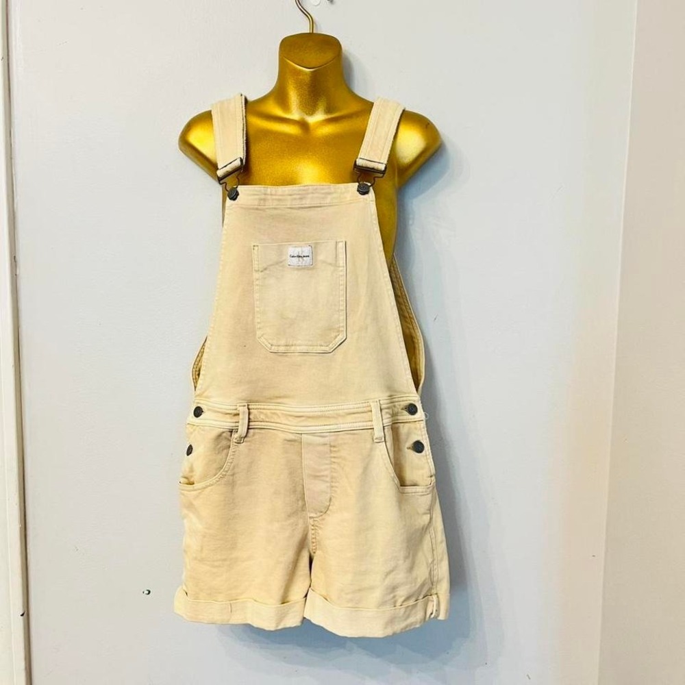 Vintage Calvin Klein Jeans cream denim short overalls - Picture 2 of 6